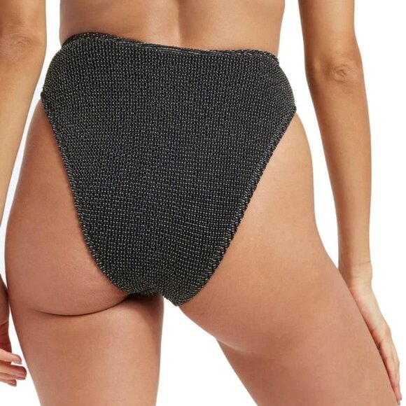 Good American Always Fits Metallic Cheeky Bikini Bottom | Black/Gold | Size 5/6 - Picture 2 of 4